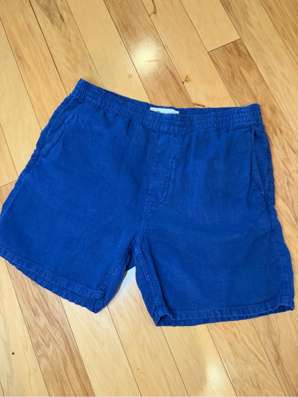 Madewell Men’s Blue Linen Drawstring Shorts Size Medium - Casual Pull-On Beach S